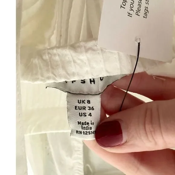 Topshop White Pintuck Tie Shoulder Tiered Hem Beachy SummerโCasual MidiโDress - Picture 6 of 9